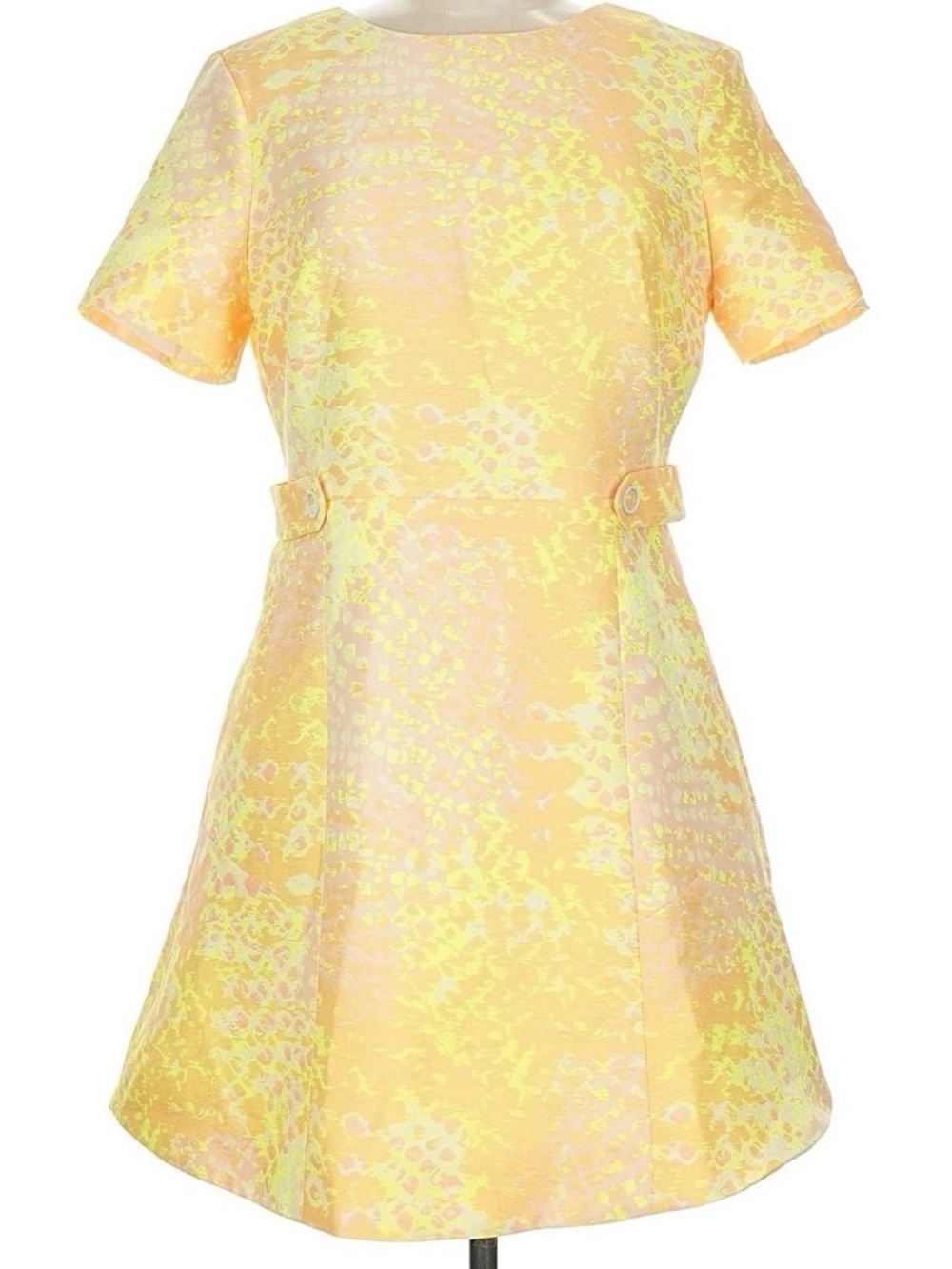 Karen Millen Yellow and Lime Brocade Midi Dress